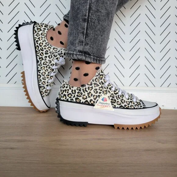 ❤️Converse Run Star Hike Platform Archive Leopard 5 Women's Shoes White A16286C - Picture 2 of 14